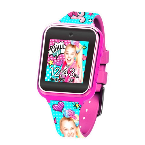 Accutime JoJo Siwa Kids Smartwatch with 10 Watch Faces, Selfie Camera, Voice and Video Recorder, Step Counter, Timer, Stopwatch, Alarm, Fun Games, Calculator, and 3 Wallpapers – Fits Wrists 5.5