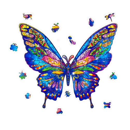 GLOBLELAND 120Pcs Big Butterfly Wooden Jigsaw Puzzles for Adults 13x11inch Insect Jigsaw Puzzle for Children Colorful Animals Shaped Wood Puzzles for Birthday Christmas Family Game