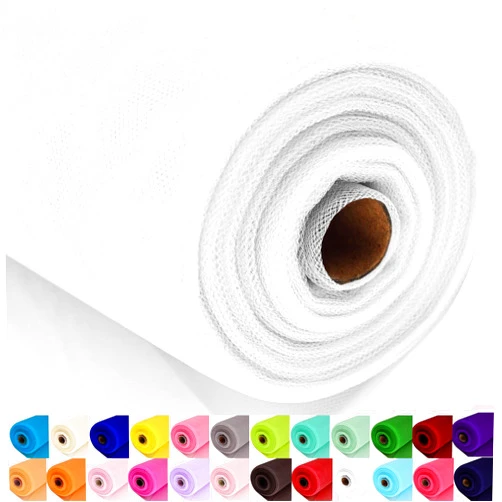 Ableme Deco White Tulle Fabric Roll Spool Bolt (54 Inch by 40 Yards) Large Tulle Wedding Party Decoration, Tutu Skirt, Table Runner, Gift Wrapping, Bridal Shower, Soft & Drape (White)