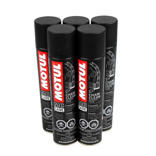 Motul 103243 C1 Chain Clean O, X & Z-Ring Compatible 400mL/9.8 Fl oz Can 5 Pack