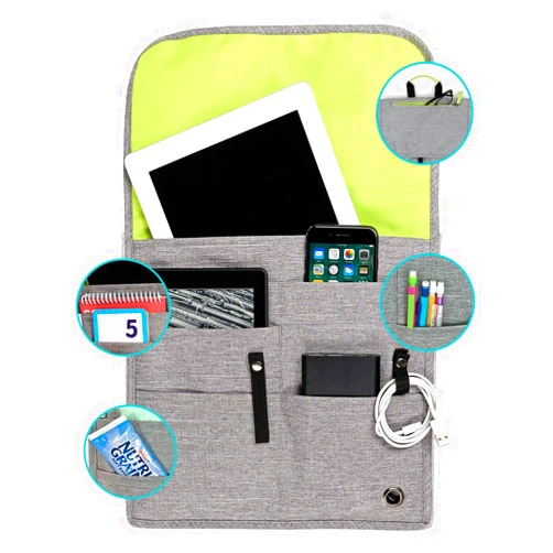 SO~MINE Airplane Pocket Organizer | Tray Table Cover | In Flight Seat Back Organizer Bag | Commuter Essential Travel Bag | Media Pouch For Flying | Travel Gift | Attaches To Luggage