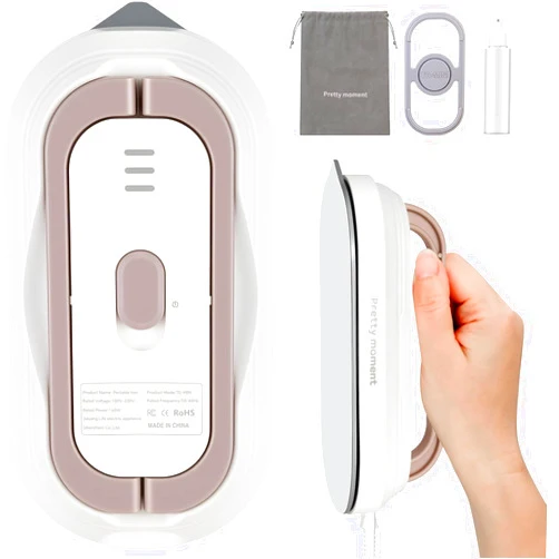 Pretty moment Mini Travel Iron with Adaptive Global Voltage, 100-230V Portable Dry Iron for Clothes (No Steam), 10s Heat Up, Non-Stick Soleplate, Ultra-Lightweight, Ideal for Sewing, Quilting and Handcraft