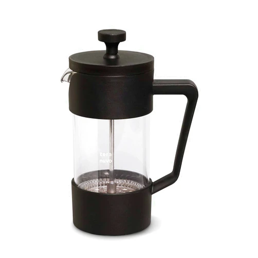 TERANUVO Glass French Press Coffee Maker - 350ML / 12 oz / 3 Cups, Heat Resistant Borosilicate Glass, 4 Filter Screens, Ergonomic Pouring Handle, Classy Design
