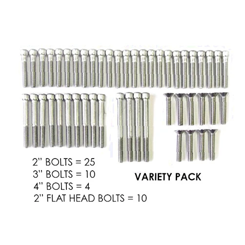 Escape Climbing 49 Stainless Steel Bolt Variety Pack | Durable Hardware for Rock Climbing Holds | Features a 3/8-16 Socket Cap Screw | Includes 2” 3” 4” Bolts and 2” Flat Head | Designed for Outdoor
