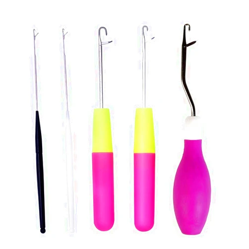 ZMAAGG 5 Pieces Different Size Latch Hook Set, Latch Hook Crochet Needle, Crochet Hook with Latch, Dreadlocks Crochet Hook Set, Latch Hook Crochet Needle, Bent Latch Hook for Carpet Making