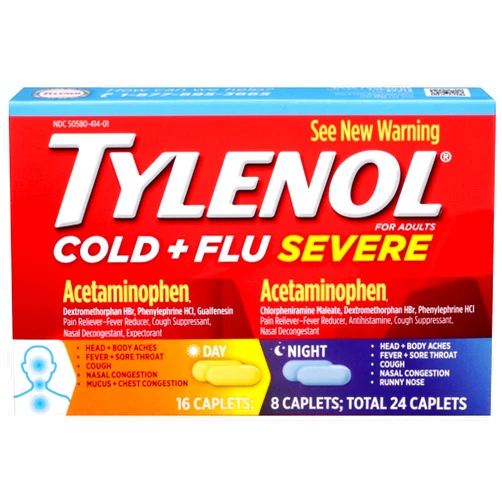 TYLENOL Cold + Flu Severe Day & Night Caplets 24 ea (3 Pack)