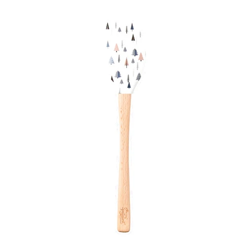 Tovolo Nordic Trees Woodland Christmas Holiday Silicone Spatula with Wood Handle for Cooking Baking Mixing Stirring, Spatulart Silicone Kitchen Utensils Winter Holiday Decor BPA Free Heat Resistant