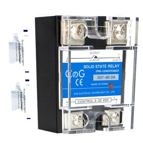 CGELE CG Solid State Relay SSR-80DA DC to AC Input 3-32VDC To Output 24-480VAC 80A Single Phase Plastic Cover…