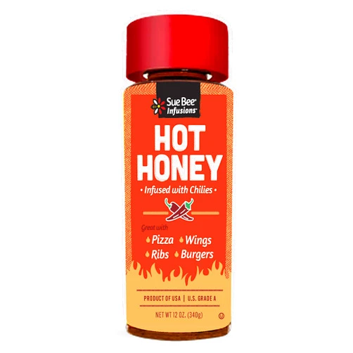 Sue Bee Infusions Hot Honey, 12 Ounce Sue Bee Chili Infused Hot Honey For Ribs, Wings, Burgers