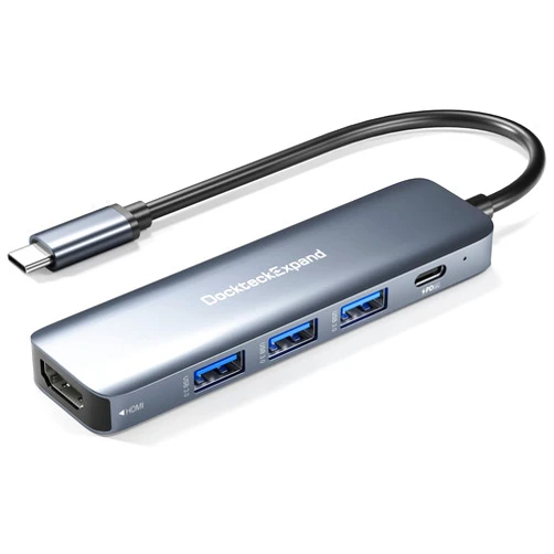 DockteckExpand USB C HUB, DockteckExpand USB-C Multiport Adapter 5 in 1 with 4K HDMI, 100W Power Delivery, 3 USB 3.0 Data Ports for MacBook Pro/Air, iPad Pro/Air/Mini 6 and More