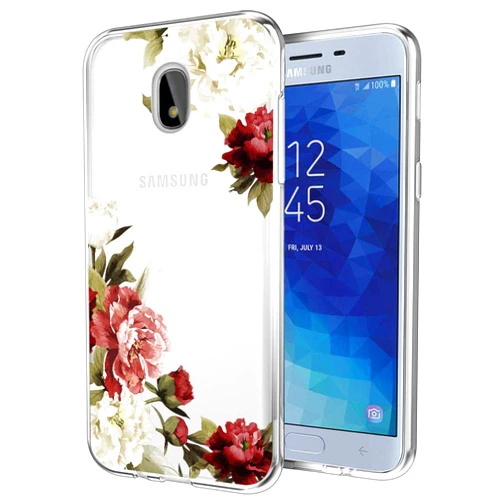 Zoeirc Galaxy J7 Refine/J7 2018/J7 Star/J7 V 2nd Gen/J7 Aero Case, Clear Case for Girls Women, Soft TPU Shockproof Protective Transparent Phone Case Cover for Samsung Galaxy J7 2018(Blossom Flower)