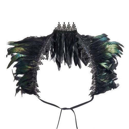 Yoskog Women's Halloween Natural Feather Poncho Victorian Gothic Collar Feather Shrug Sequins Feather Shrug Dress up
