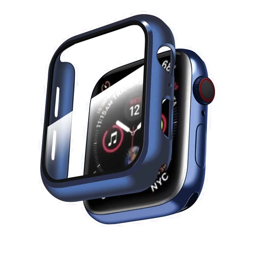 Smiling Case Compatible with Apple Watch Series 6/SE/Series 5/Series 4 40mm with Built in Tempered Glass Screen Protector,Overall Protective Hard PC Case Ultra-Thin Cover- Blue