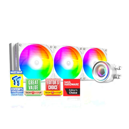 ID-COOLING FX360 INF White 360mm Liquid CPU Cooler, AIO Cooler ARGB Infinity Mirror Effect, 3x120mm Daisy-Chained Fans Low-Noise Operating 27.2dB(A) Max., Intel LGA1851/1700/1200/115X; AMD AM5/AM4