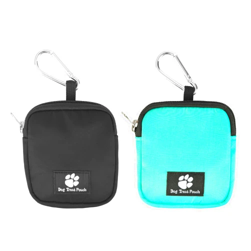 EBasics 2 Pack Small Dog Treat Carrier Pouch for Leash Dog Training Reward Pouch Snack Bait Bag Puppy Walking Treat Poop Bag Holder, Black & Blue