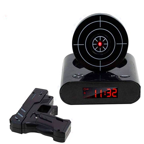 Eyes.sys Target Alarm Clock for Heavy Sleeper, Creative Gun Alarm Clock, Shoot-to-Stop Alarm Clock, Gift for Kids Adults