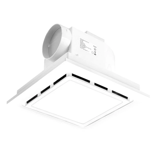 NEZLOP Bathroom Exhaust Fan With Light,12 inch Bathroom Exhaust Fan,6500K Square LED Light 1.0 Sones 140CFM Ultra Silent Bathroom Exhaust Fan for Bathroom, Attic, Living Room, Office