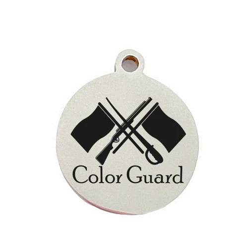 Amelia's Expressions Color Guard Flags, Laser Engraved Charm, Stainless Steel, Drill Team, Bulk Charms, Jewelry Making