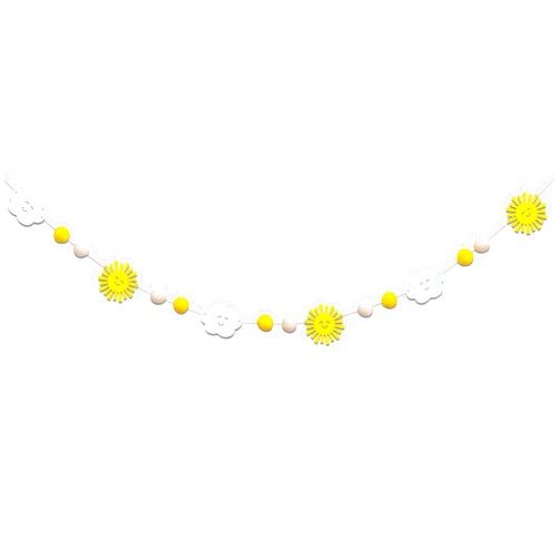 ZAIBIANHAO Sunshine Wood Garland - You are My Sunshine Garland, You are My Sunshine Theme Birthday, First Birthday Decor, Cloud Garland, Felt Garland (Sun Wood Banner)