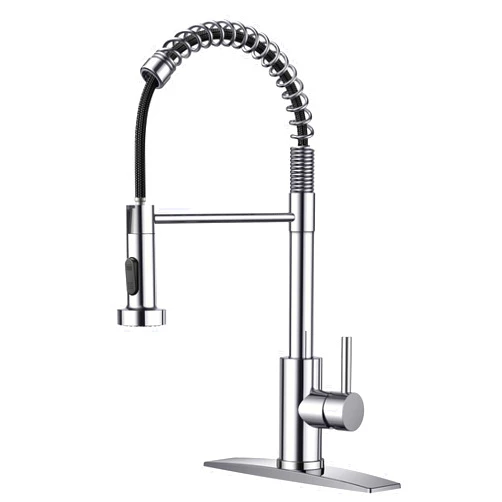 FORIOUS Kitchen Faucets, Chrome Kitchen Sink Faucet with Pull Down Sprayer, Commercial Kitchen Faucet Stainless Steel, Classic Single Handle Pull Out Sink Faucets for Farmhouse RV Laundry Utility Room