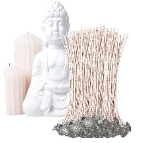YARRD 100PCS Pre-Waxed Candle Wick - 6 Inch Thick Candle Wick with Metal Base for Candle Making Food Grade Wicks for Butter Candle Cotton Candle Wicks for Soy Wax Candle Wick Set