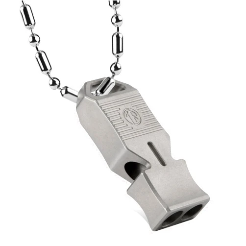 TACRAY Titanium Emergency Survival Whistle, Portable Necklace Whistle, Loud Whistle up to 120~130db, Good for Life Saving, Hiking, Camping, and Pet Training