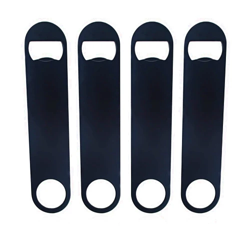 KTOJOY 4 PACK Stainless Steel Flat Bottle Opener, Beer Bottle Opener, 7inch, with Exquisite Packaging, for Kitchen, Bar or Restaurant, Black,