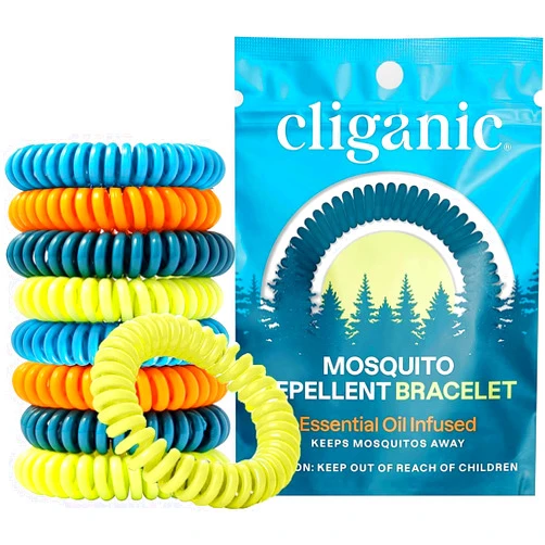 Cliganic 10 Pack Mosquito Repellent Bracelets, DEET-Free Bands, Individually Wrapped (Packaging May Vary)