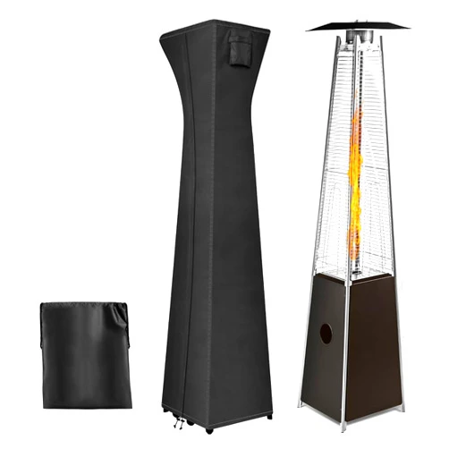 PureFit Waterproof Pyramid Torch Patio Heater Covers with Zipper, Heavy Duty Garden Windproof Heater Protector, UV-resistant Windproof Standing Heater Covers, Black, 23”L x 23”W x 90”H