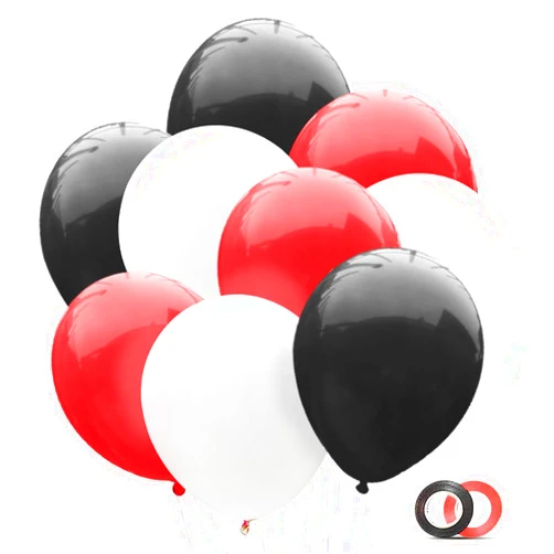YGYXMY Party Balloons - 100pcs 12inch Red and Black and White Balloons for Birthday Party Decorations