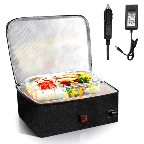 Langtaojin Portable Oven, 12V/24V/110V 3-in-1 Car Food Warmer, Electric Lunch Box For Truckers, Portable Personal Lunch Box Warmer For Road Trip, Office Work, Picnic, Camping, Family Gathering (Black)