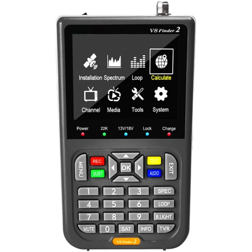 Skyeen V8 Finder 2 TV Signal Finder Meter, DVB-S/S2/S2X Signal Receiver with 3.5 inch HD Digital Display, H.264 Auto Calculate Angle Built-in 4000mAh Battery for Adjusting Sat Dish