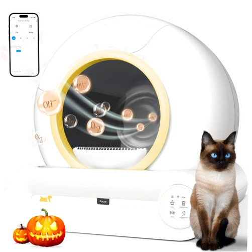 NBBX Automatic Cat Litter Box Self Cleaning, Smart Kitty Litter Box Automated Cleaning with APP Control, Low Entry Odorless Electric Litter Box Litter Robot for Multiple Cats