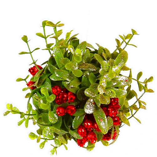 Ornativity Mistletoe Glitter Hanging Ornament - Christmas Mistletoe Kissing Ball with Red Berries Holiday Kiss Xmas Decoration for Doorway Arch Light Fixture 5