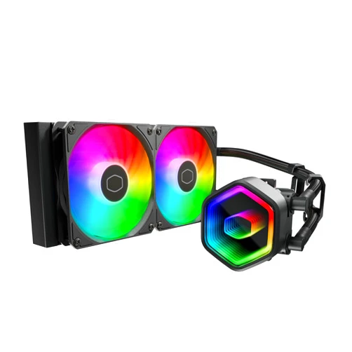 Cooler Master 240 Core II AIO CPU Liquid Cooler, R9|U7|i7,Dual Chamber G9R Pump,Infinity Mirror aRGB, 400mm Tubing,240mm Radiator,120mm PWM Fan,AMD Ryzen AM5|4, Intel LGA 1851|1700 Platform(Pack of 1)