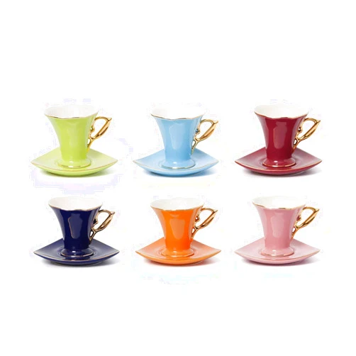 GIFTS PLAZA Royalty Porcelain 12-pc Miniature Espresso Coffee Set for 6, 24K Gold Fine Porcelain (NYQ-12)