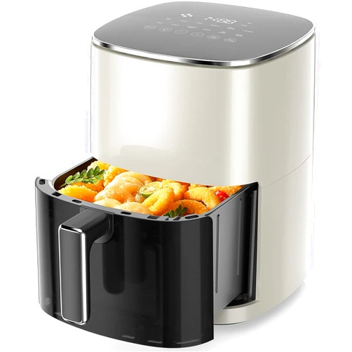 Sweetcrispy 6QT Air Fryer with Window, Square Airfryer Oven 12-in-1 for Family, 400°F Rapid Air Crispy Technology, Roast Bake Dehydrate, Nonstick & Easy-Clean Basket,Off-White
