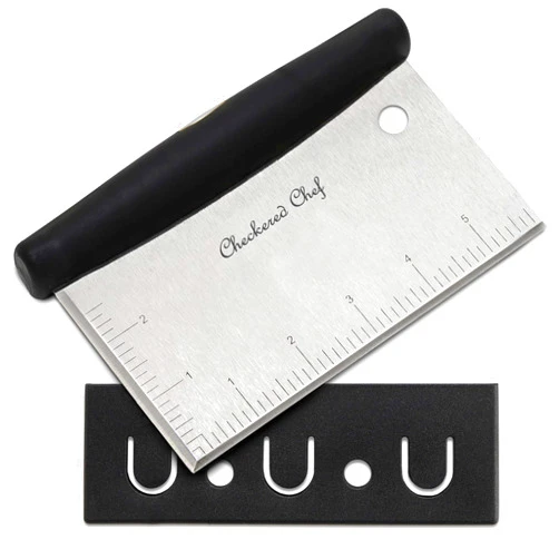 Checkered Chef Dough Scraper And Chopper - Pastry Cutter, Icing Smoother, Bench Scraper Knife Stainless Steel With Plastic Cover