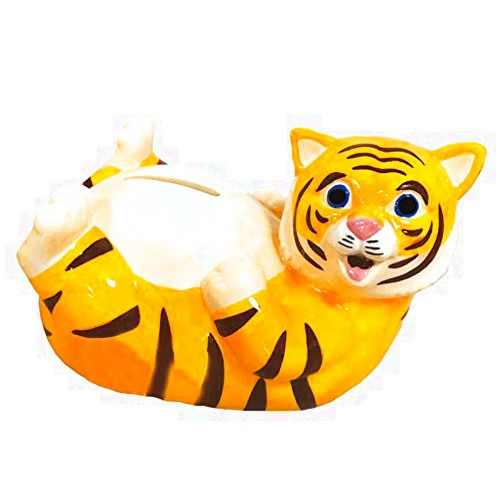 Crockery Critters Tiger Money Bank from Deluxebase. Animal Shaped Money Box for Kids. Cute Ceramic Piggy Bank for Girls or Boys. Novelty Piggy Bank for Adults or Savings Box for Kids Party Favors