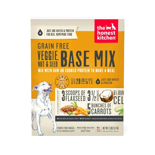 The Honest Kitchen Human Grade Dehydrated Grain Free Veggie, Nut & Seed Base Mix for Dogs - 7 Pound Box (Makes 12 Pounds)