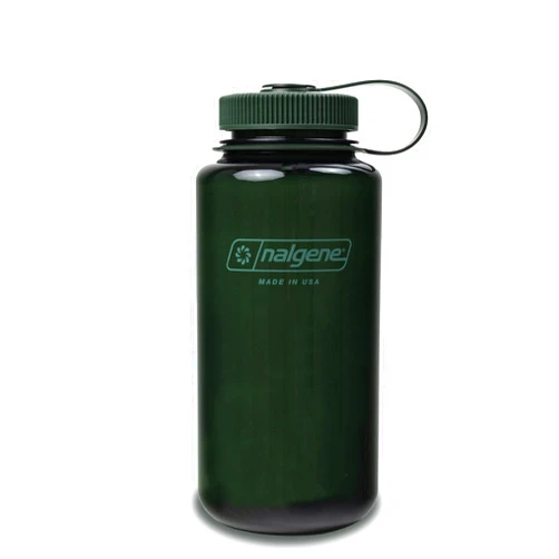 Nalgene Monochrome BPA-Free Recycled Reusable Water Bottle for Backpacking, Hiking, Gym - 32 oz Shatterproof Jade