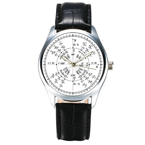 Discountzworld White DIAL Mathematics Math Trigonometry Radian PI Circle Solid NICKELLED Brass Wrist Watch