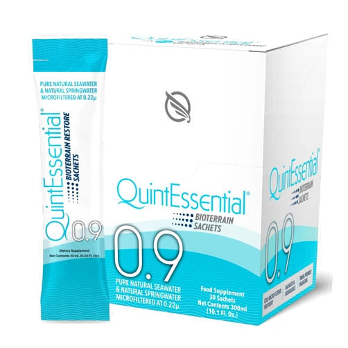 Quicksilver Scientific Quintessential 0.9 Sachets - Isotonic Solution with Sea Water Minerals + Alpine Spring Water - Liquid Hydration, Electrolyte + Multi Minerals Supplement (30 Count)