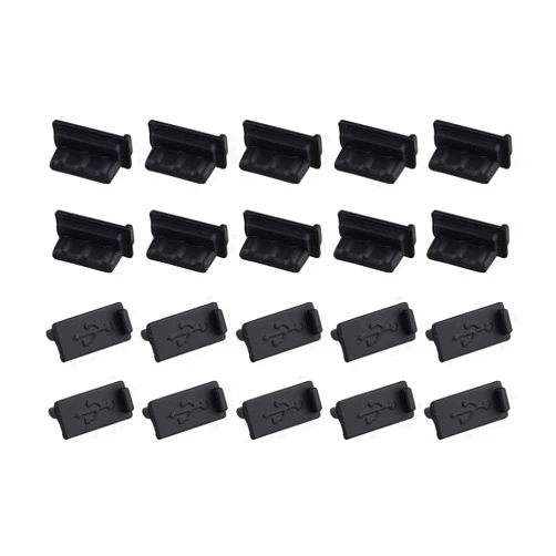 Futheda 20PCS Universal Silicone USB 2.0/3.0 Port Plug Cover Cap Female Jack Interface Anti Dust Protector Black Compatible with Tablet PC Notebook Laptop