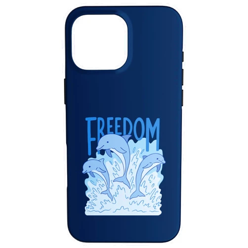 Freedom Meeressäuger Delfine Aquarellstil iPhone 16 Pro Max Freedom Dolphin Watercolour Style Blue Dolphin Case
