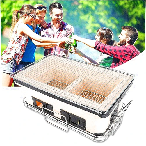 Helikim Japanese Ceramic Clay Charcoal Grill, Yakitori Barbecue Charcoal Mini Grill Stove with Charcoal Grate and Stand for Indoor Outdoor