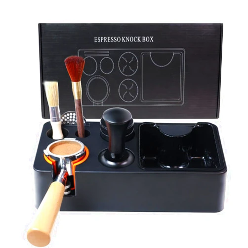 CamRebel Espresso Tamping Station Knock Box,Coffee Organizer Box Fit for 51mm 53mm 54mm 58mm Espresso Tamper Distributor, Portafilter Puck Screen Accessories Storage