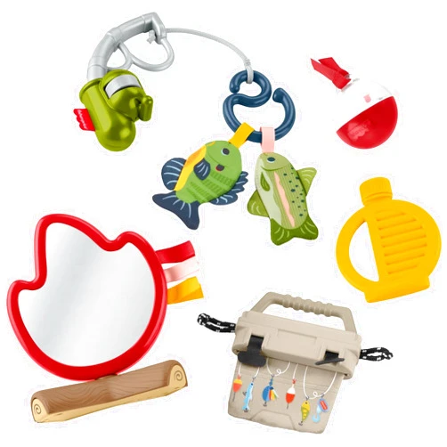 Fisher-Price Baby Toys Mini Me Moments Camp & Crinkle Set, 7-Piece Fishing & Hiking Sensory Activities for Newborn Play Ages 3+ Months