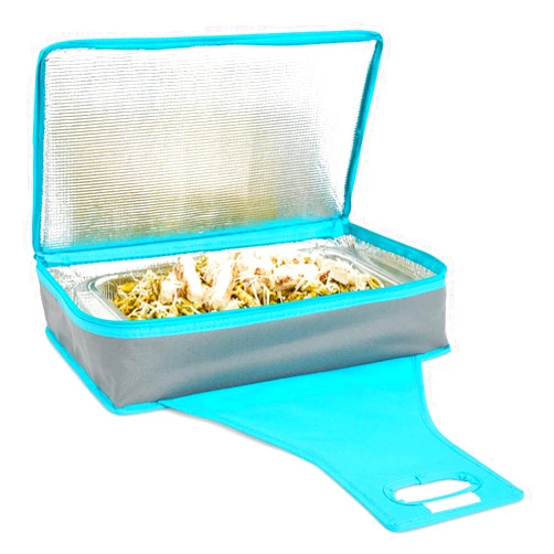 Juvale Thermal Insulated Casserole Carrier - Food Warmer Bag Container to Keep Food Hot for Lunch, Potluck Dish, Picnics, Pie, Transport (Teal and Gray, 16x10x4 in)
