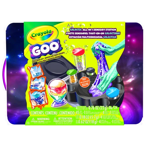 Crayola Goo All-in-1 Sensory Station, Galactic Slime Making Kit for Kids, Less Mess, DIY Arts & Crafts Set, Gifts for Kids, Ages 6+